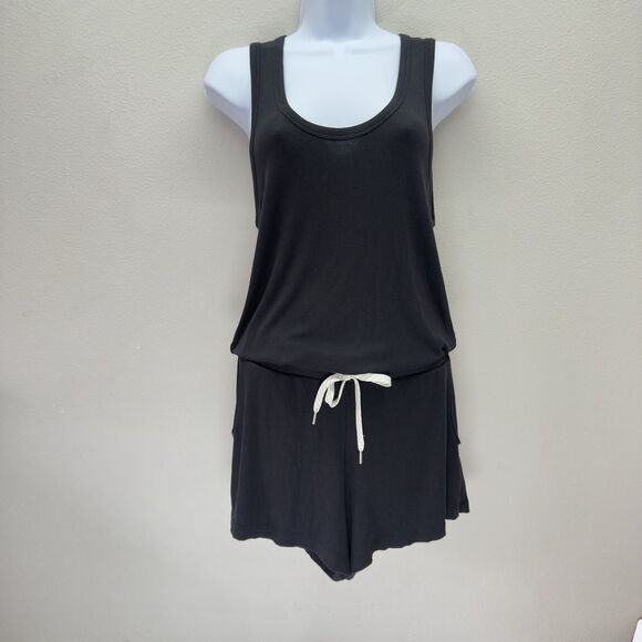 Vuori Torrey Romper Black Ribbed Drawstring Tank One Piece Womens Small - Picture 2 of 12